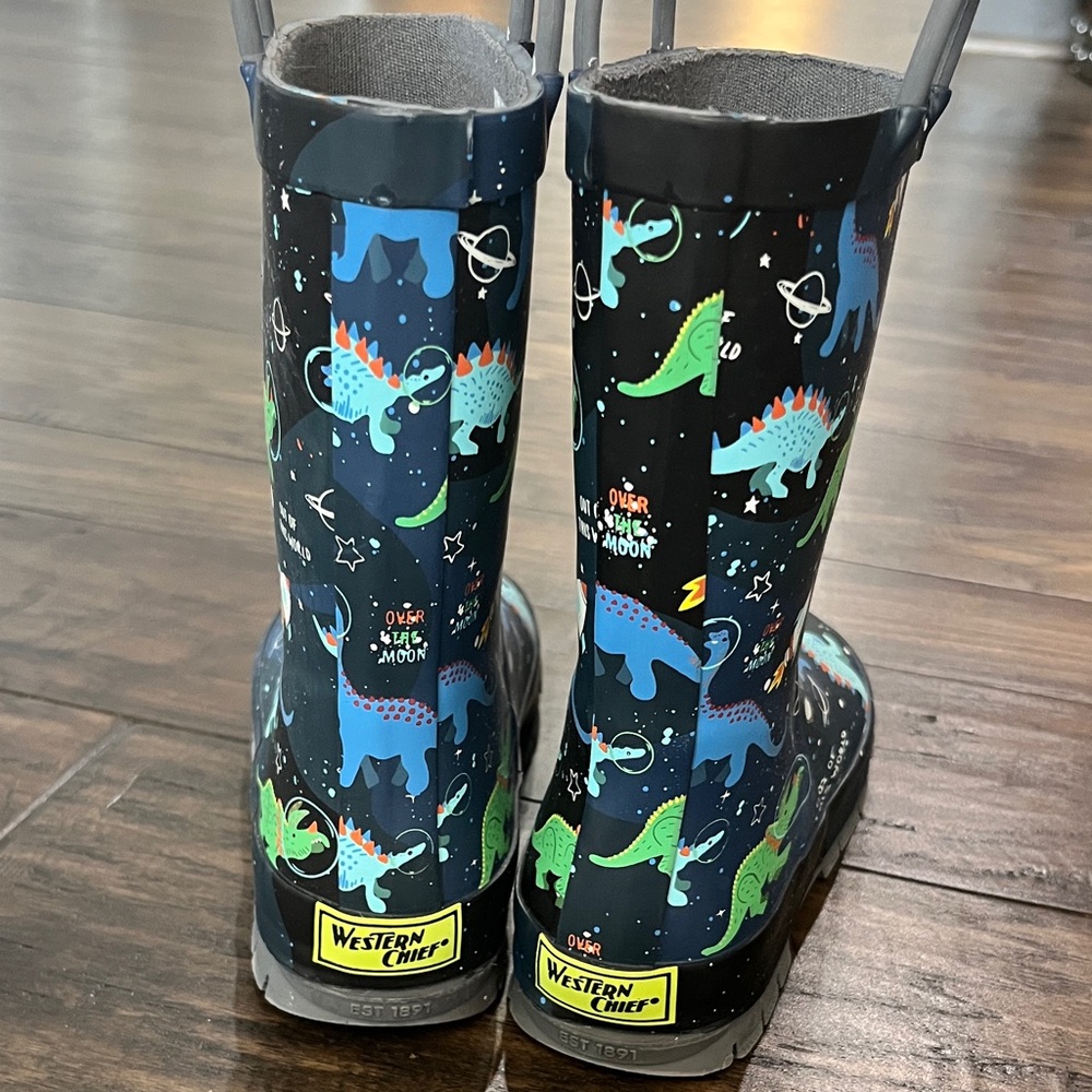 Western Chief Space Dinosaur Navy Rain Boots - Picture 7 of 7